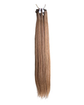 Extensions Cheveux Lisses NahaHair – Méché Brun #8/18, 100 % cheveux humains, texture premium